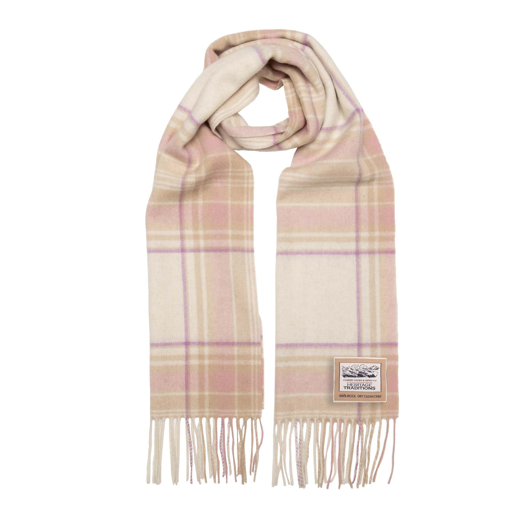 Heritage Traditions 100% Wool Scarf, Warm Winter Scarf, Accessories for Women (Camel Pink)