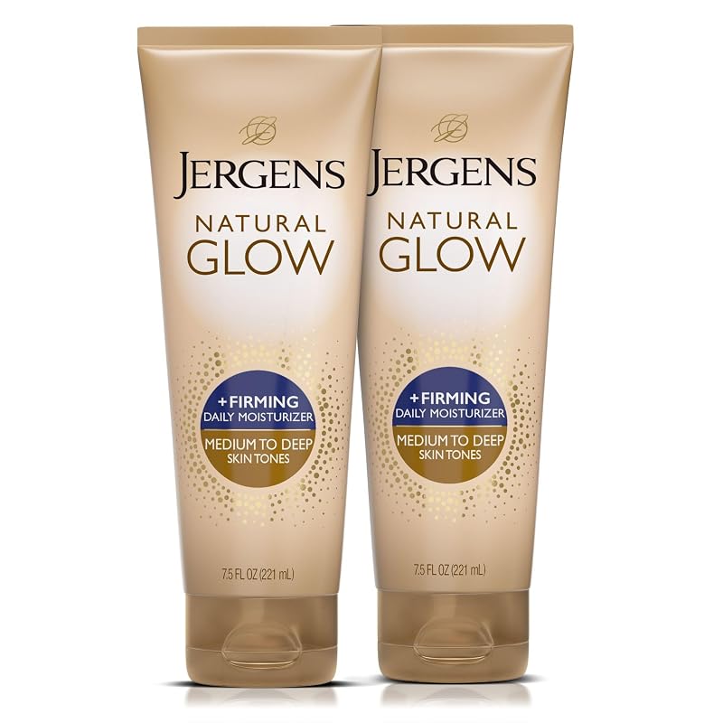 Loção corporal autobronzeadora Jergens Natural Glow +Firming, Medium Deep, pacote com 2
