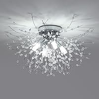 Vista 15 de HMVPL Lámpara de Techo Negra, Lámpara de Techo Empotrada Sputnik de Fuegos Artificiales de 6 Luces con Cadena de Cristal K9, Lámpara Moderna Cercana