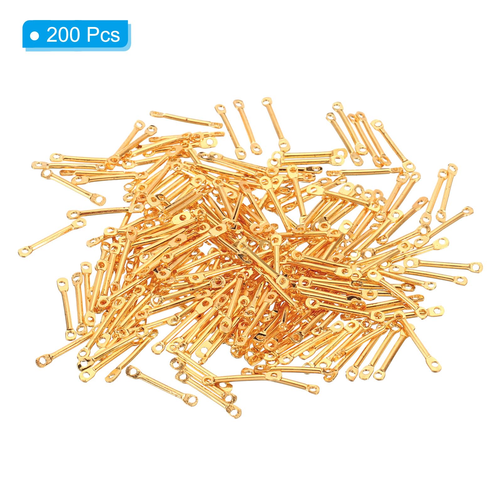 PATIKIL Bar Links for Jewelry Making 200 Pcs 30mm/1.18" Stick Strip Earring Connectors 2 Hole for Earring Necklace Bracelet DIY Light Golden - Image 3