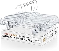 Vista 11 de HOUSE DAY Perchas transparentes para faldas con clips, perchas antideslizantes para pantalones, perchas para pantalones, faldas, pantalones cortos