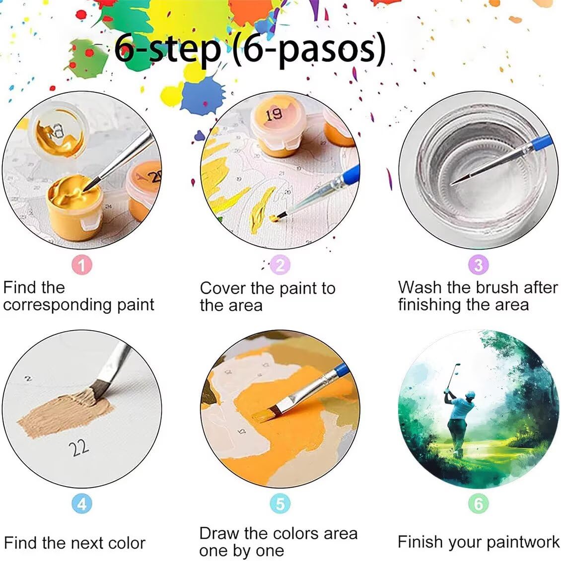Malen Nach Zahlen Erwachsene Golf Malen Nach Zahlen Kinder Sport mit Pinsel und Wasserdicht Leinwand Acrylfarben Set, Diy Set Erwachsene Bilder 70 x 95 cm für Zimmer Deko Geschenke für Frauen LSJ-2386