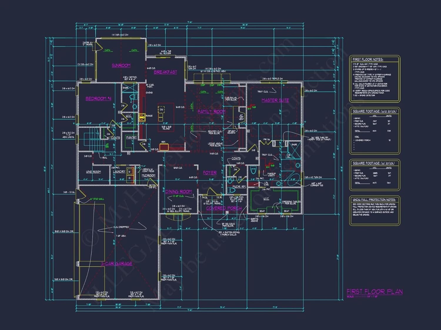 20-1253 HOUSE PLAN - Charming Craftsman House Plan with 4 Bedrooms and CAD Blueprints