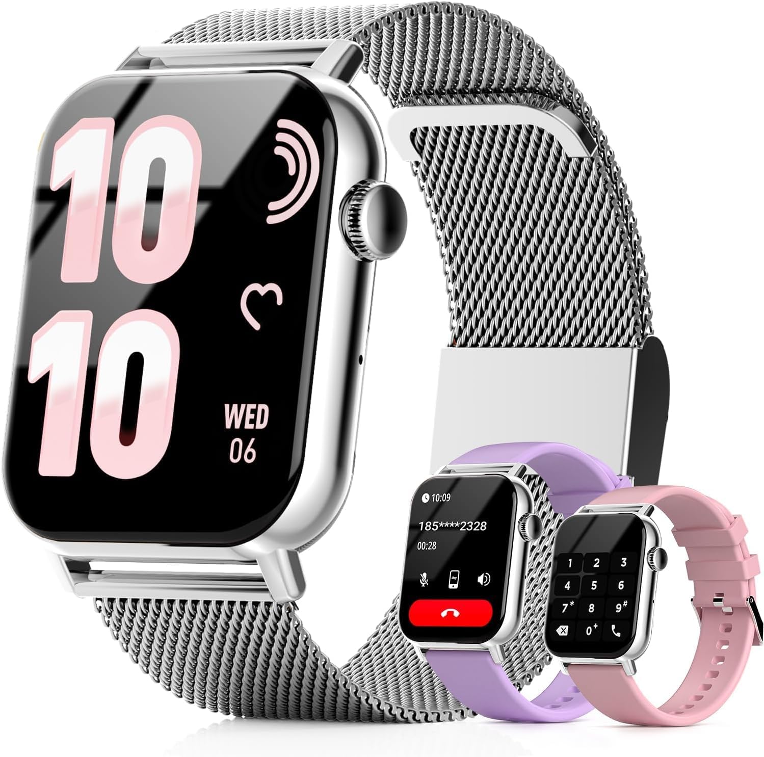Smart Watches for Women, 1.83″ HD Fitness Tracker (Answer/Make Calls), 120+ Sport Modes with Heart Rate/Sleep Monitor, IP68 Waterproof, Fitness Watch for iOS Android, Silver Smart Watches for Women, 1.83″ HD Fitness Tracker (Answer/Make Calls), 120+ Sport Modes with Heart Rate/Sleep Monitor, IP68 Waterproof, Fitness Watch for iOS Android, Silver