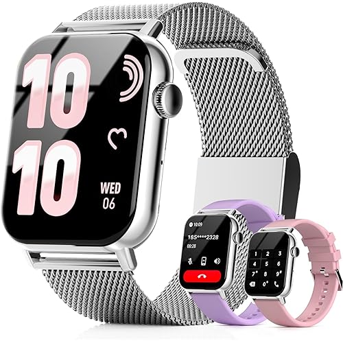 Smart Watches for Women, 1.83" HD Fitness Tracker (Answer/Make Calls), 120+ Sport Modes with Heart Rate/Sleep Monitor, IP68 Waterproof, Fitness Watch for iOS Android (Silvery)
