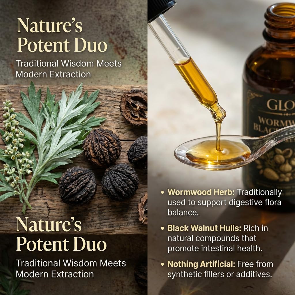 Skaal Vello Wormwood Black Walnut Gut Reset,Wormwood Black Walnut Clove Drops, GentleGut Cleanse & Health & Absorption, withPumpkin Seed,Soursop,60ml