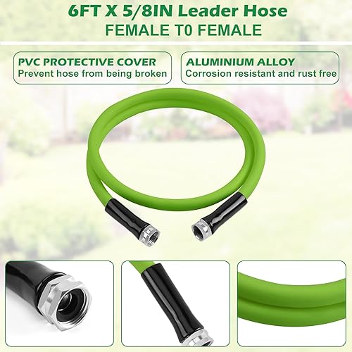 Miniatura 3 de Manguera de jardín corta de 5/8 pulgadas x 6 pies hembra a hembra, manguera de agua de jardín con mango giratorio, manguera de agua flexible líder