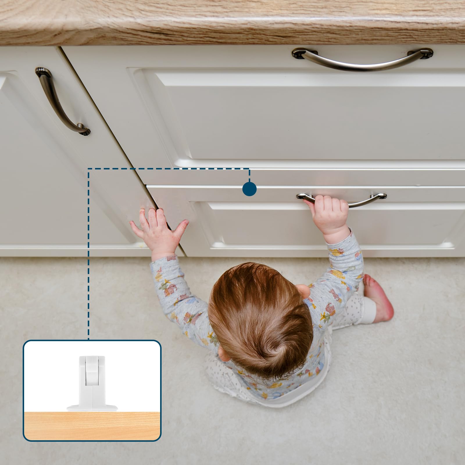 Inaya Magnetische Schrankschlösser für Babysicherung, 20 Schlösser & 2 Schlüssel, kindersichere Magnetschlösser für Schränke und Schubladen, mit unsichtbarem Design, 3M-Kleber für einfache