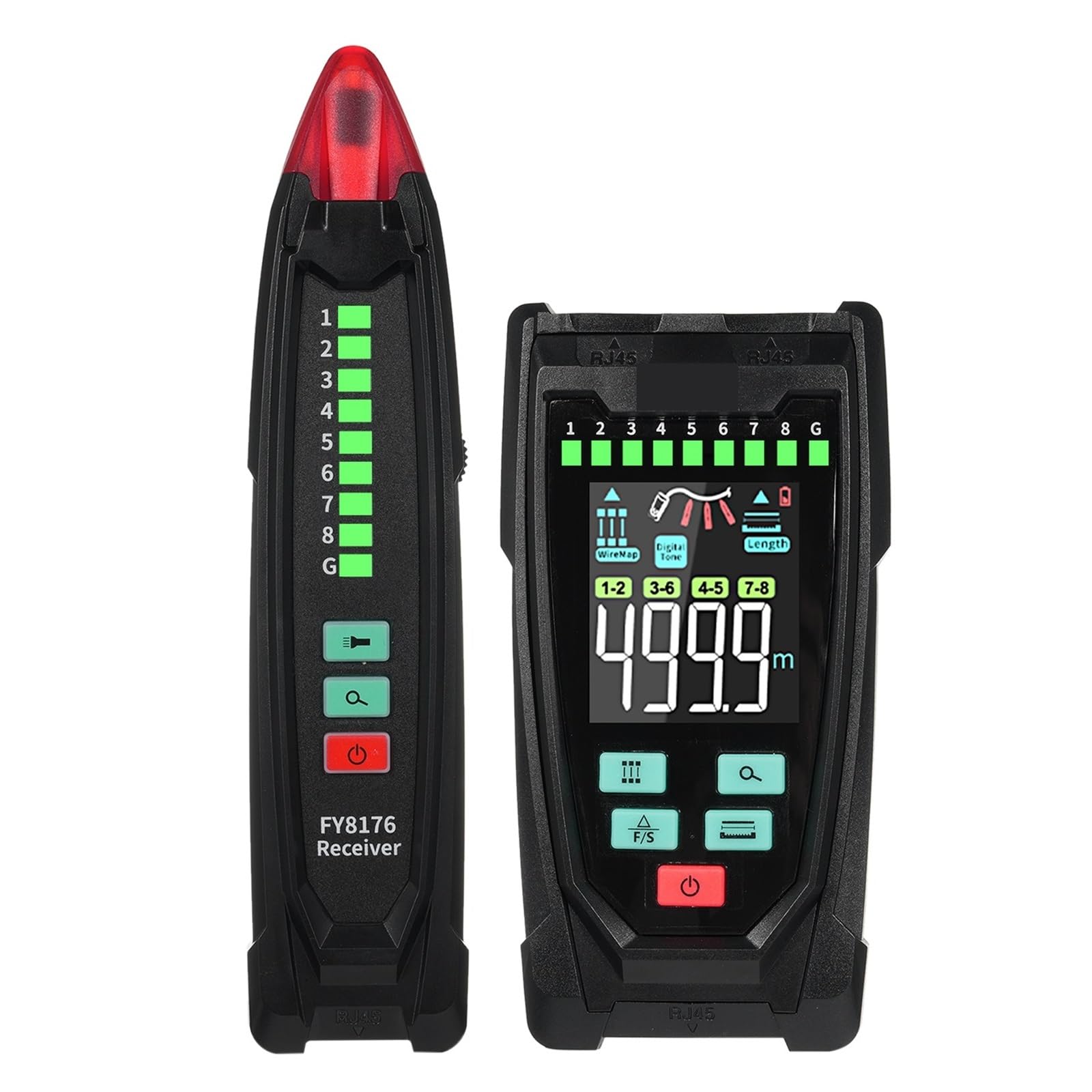 FY8176 Tester Kabli Sieciowych Lokalizator Przewodów Lan Czułość Regulowana Odległość Uszkodzenia Lokalizowanie Sieci TDR RJ45 Dokładna Szybka Diagnostyka