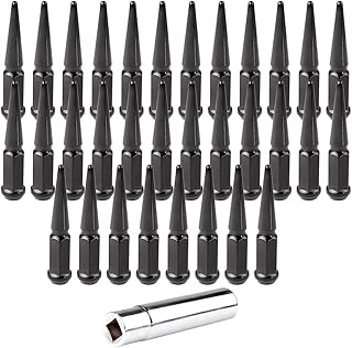 SCITOO M14x1.5 Wheel Lug Nuts,32PCS Lug Nuts Black Spline Closed End Socket Thread,14mmx1.5 with 1 Long Socket Key 4.5