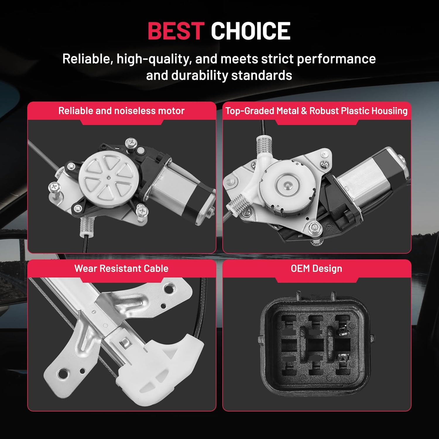 BDFHYK 748-045 Power Window Regulator with Motor Rear Right, Compatible with Honda Accord 2003-2007