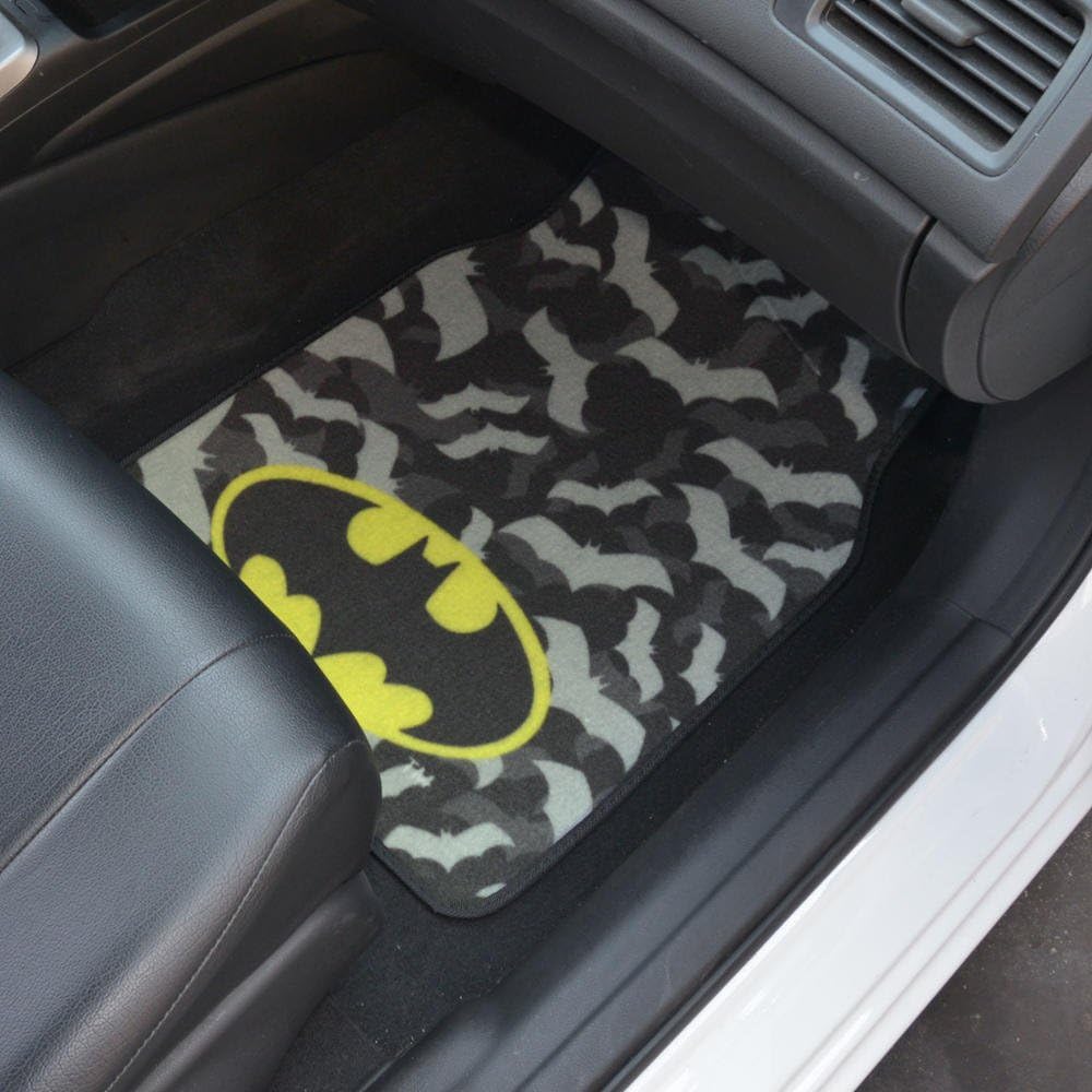 BDK WBMT-2301 WBMT2301 Batman Carpet Floor Mats, 4 Piece, Black/Gray