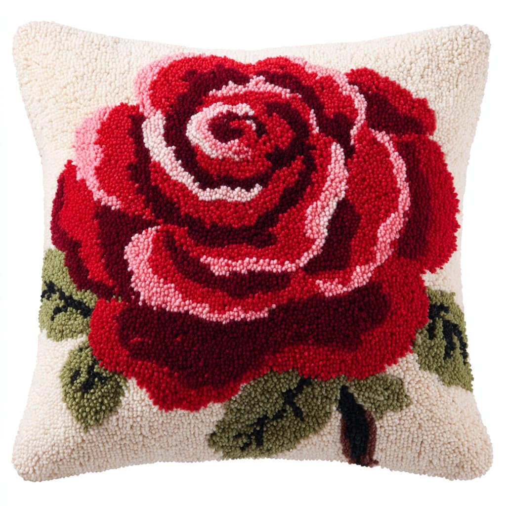 WallustrioaW Latch Hook Cushion Kit,Roses