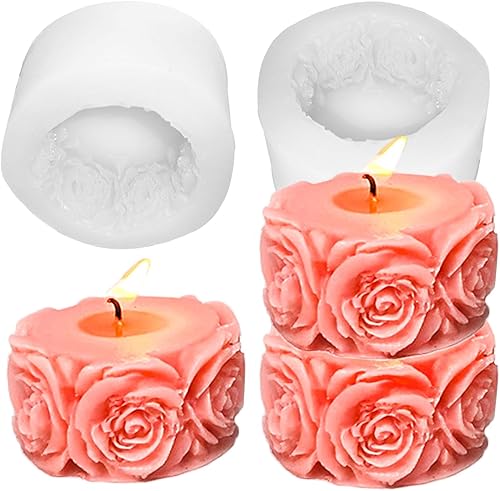 Miniatura 9 de Acxydm 3 moldes de silicona para el día de San Valentín, molde grande para velas de pilar y moldes de flores, moldes de silicona para velas de rosa,