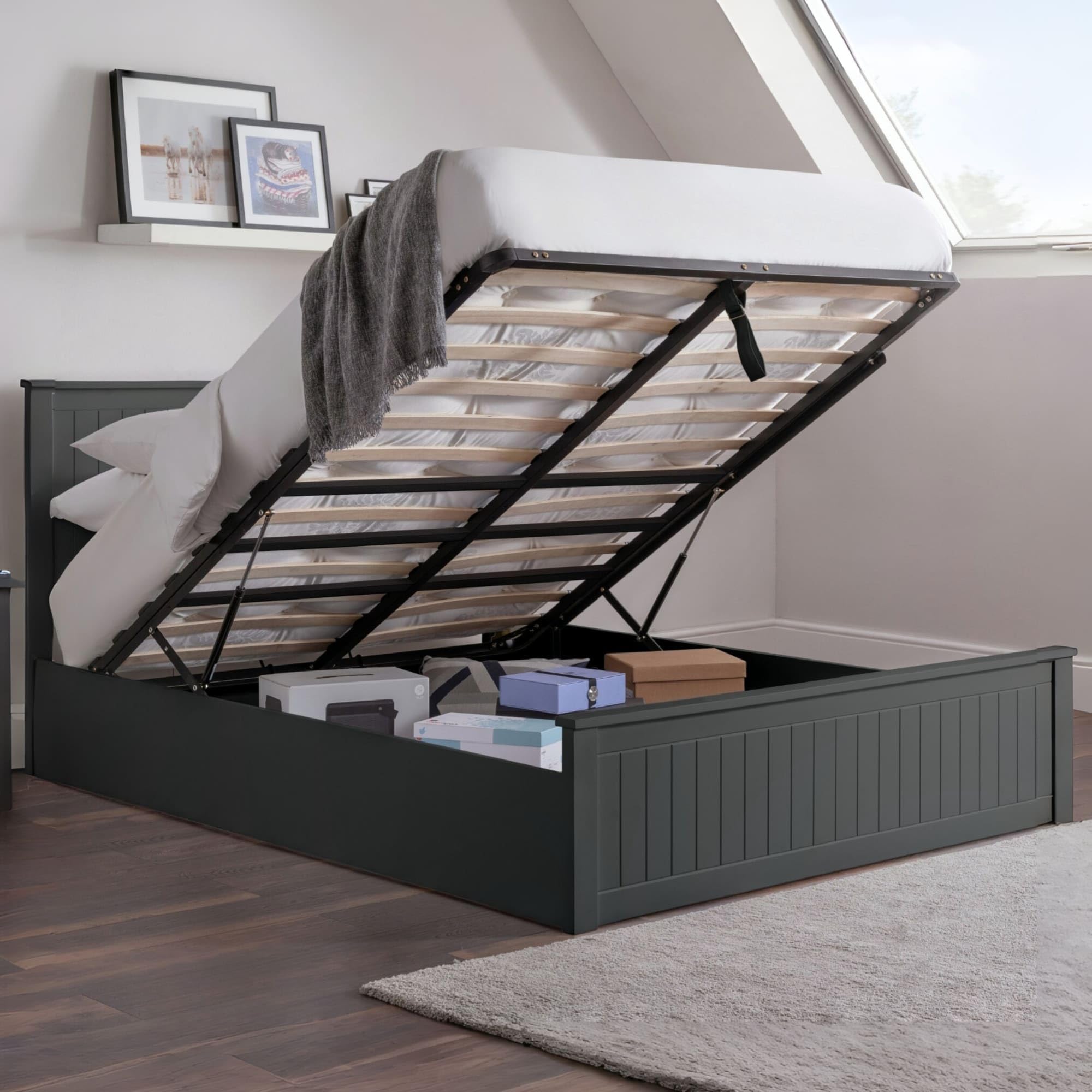 Julian Bowen Maine Ottoman Bed - 150cm - Anthracite Black