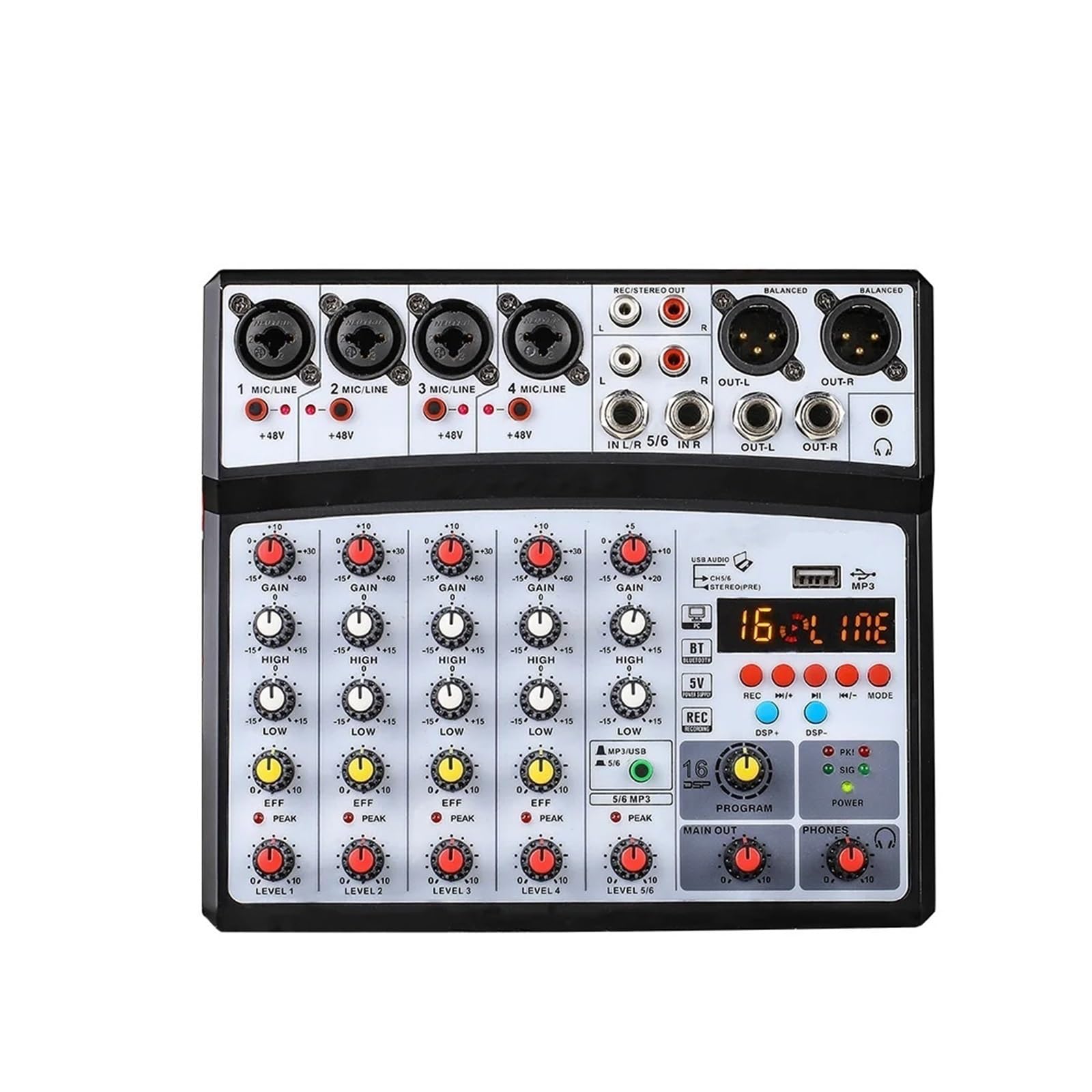 Interface USB et carte son 6 canaux avec 16 DSP Echo pour mixage nomade blanc