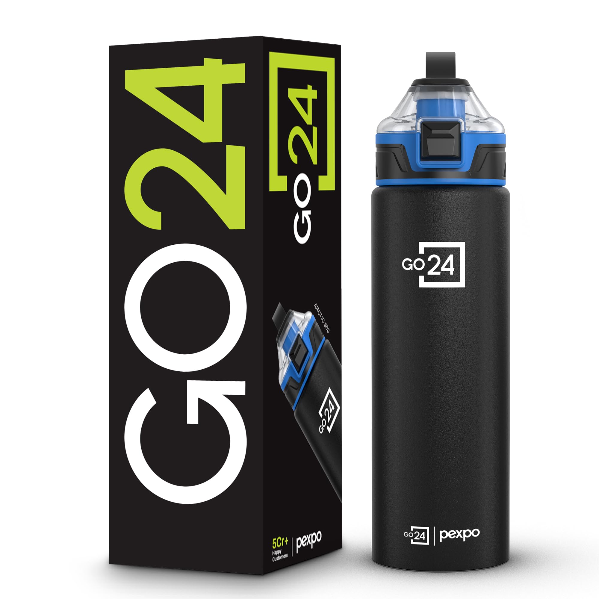 PEXPO Arctic 900 ISI Certified Stainless Steel Fridge/Sipper Water Bottle - 800ml | Flip Top Cap | Single Wall | For Gym, School, Trekking, Sports | Suitable for Men, Women and Kids - Knight Black-image-34