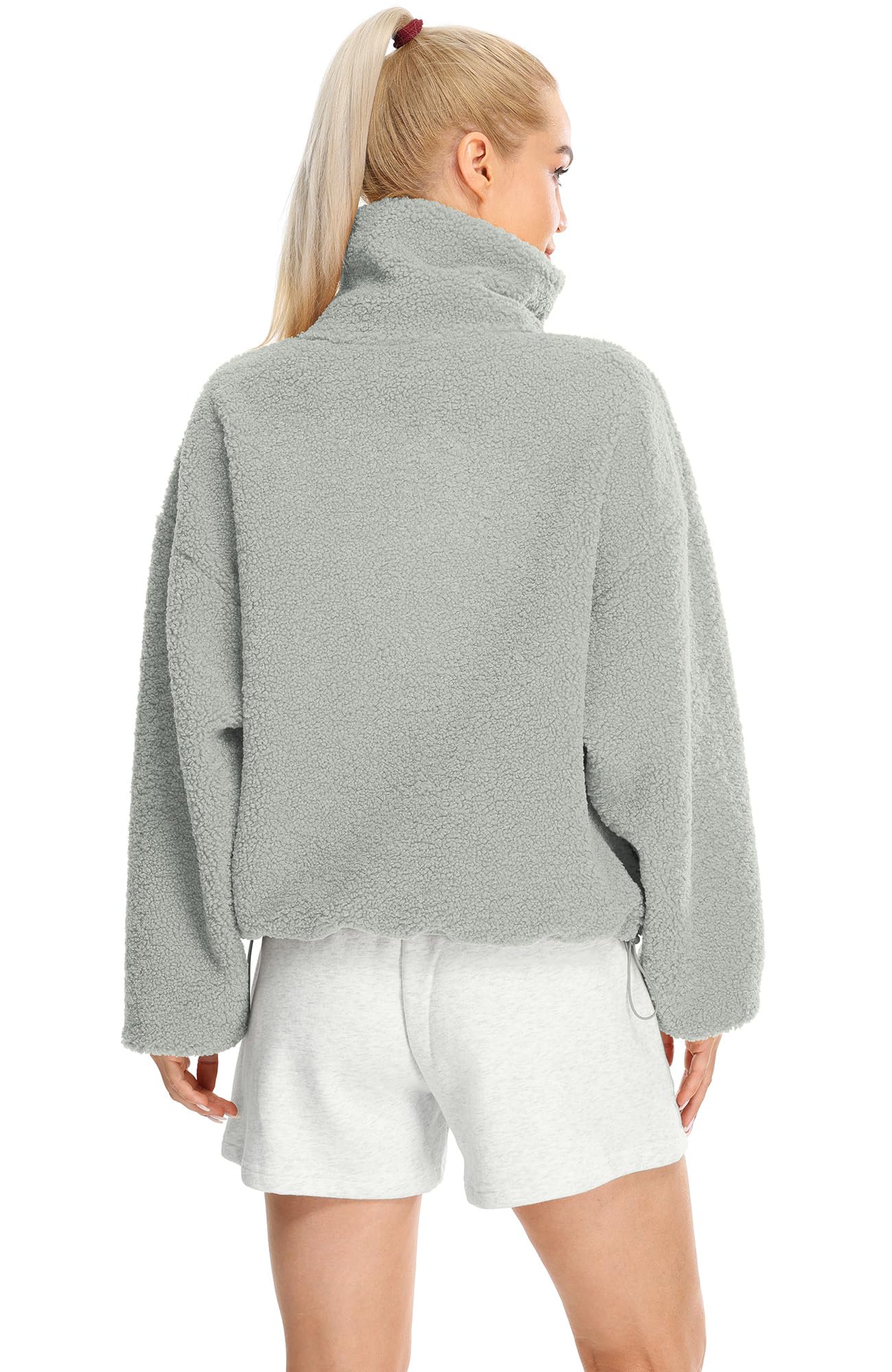 icyzone Sudadera de forro polar para mujer, con bolsillos y cordón