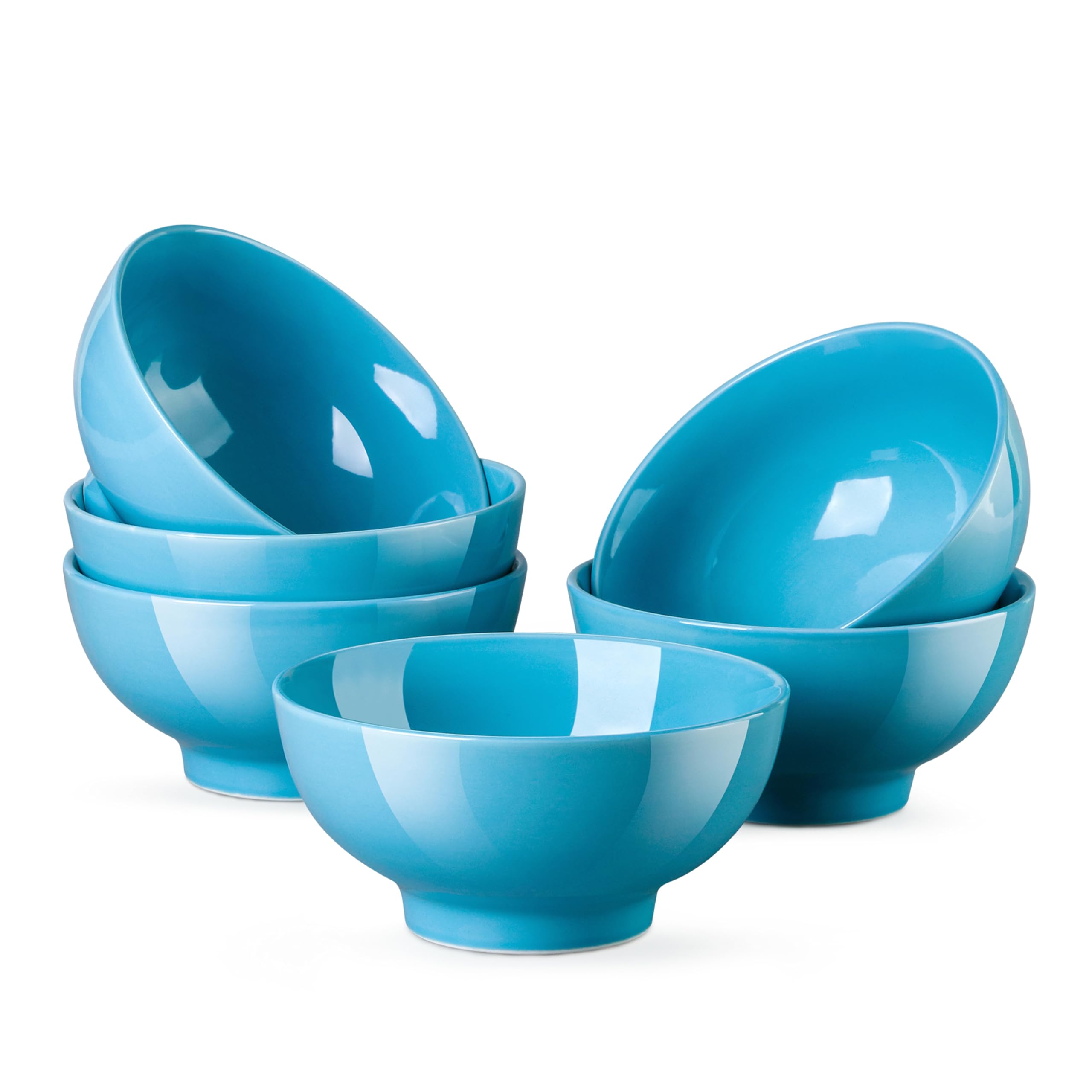 LOVECASA Sweet Series 6-Piece Cereal Bowl Set Porcelain Bowls 15.5 cm 660 ml Round Bowl Dishwasher Safe Navy Blue
