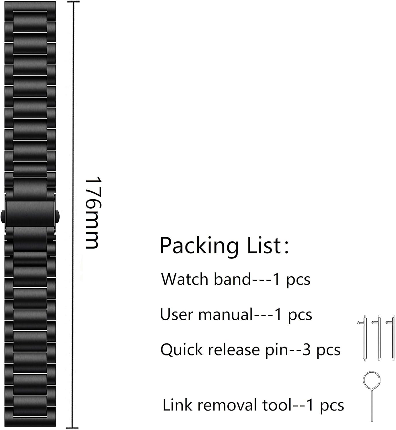 Watch Band for Garmin Vivoactive 3, 20mm Stainless Steel Watch Strap for Forerunner 645/Forerunner 245/Galaxy Watch 42mm/Galaxy Watch Active 2 40mm/44mm/Galaxy Watch 3 41mm - Image 5