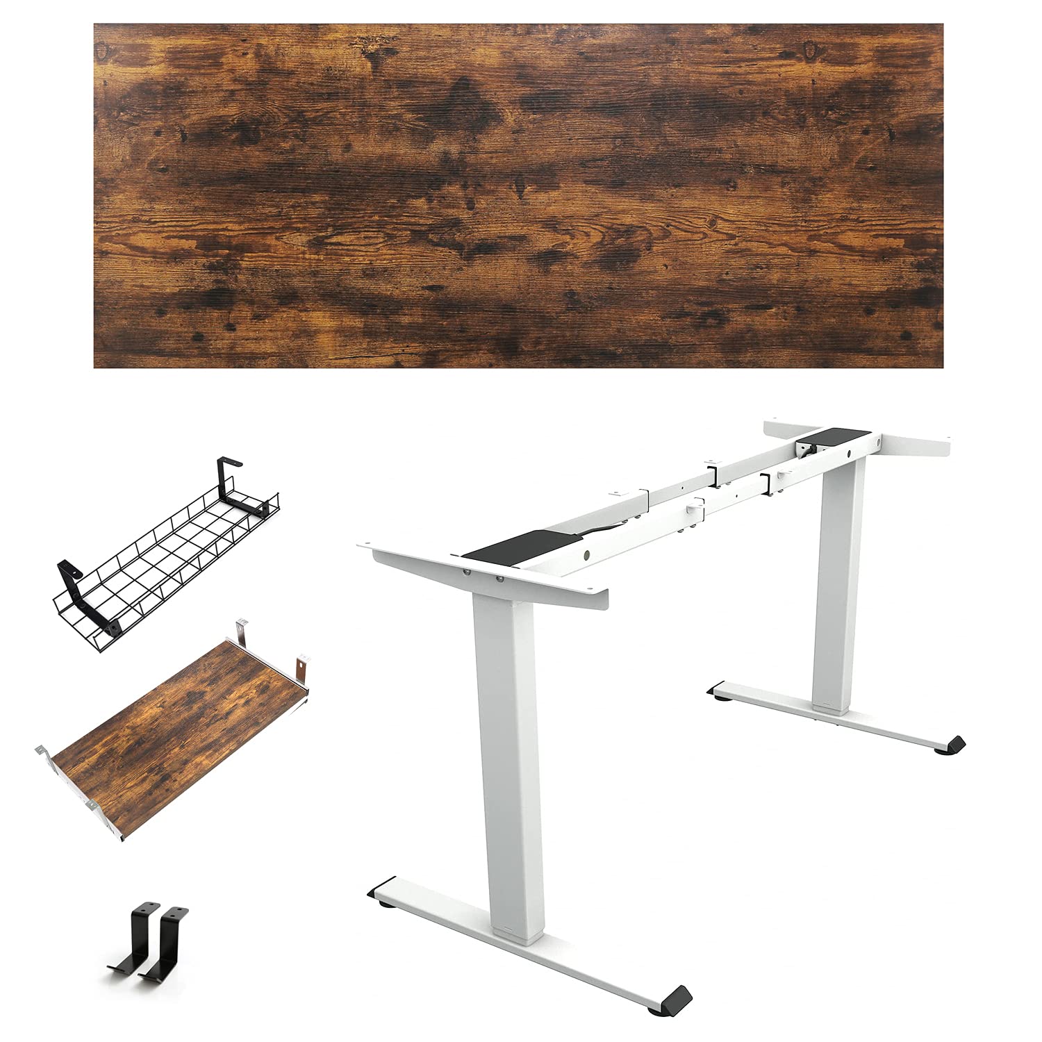 Buy TOPSKY Dual Motor Electric Adjustable Standing Computer Desk White ...