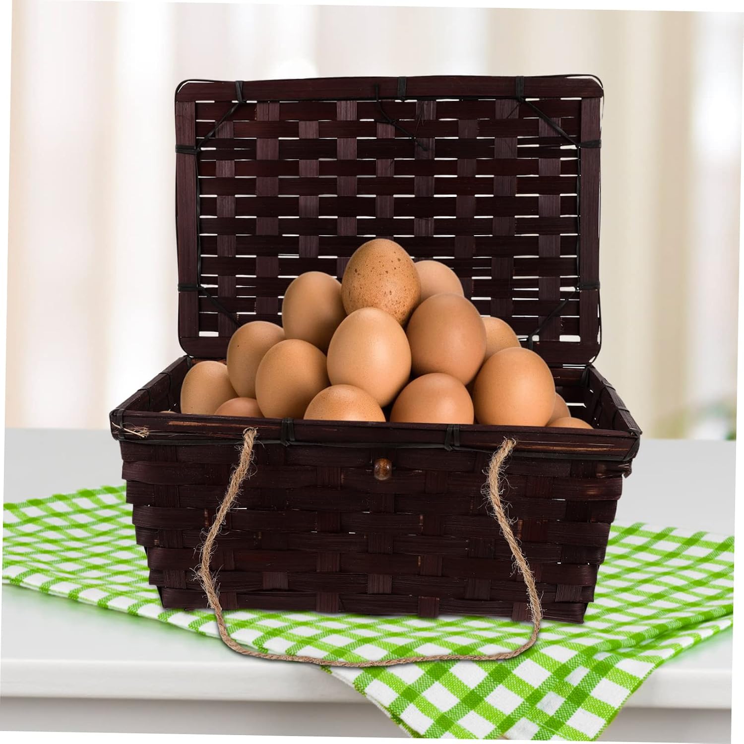 Levemolo Retro Woven Laundry Basket Hamper for Boho Style Multi-functional Storage Organizer image 3