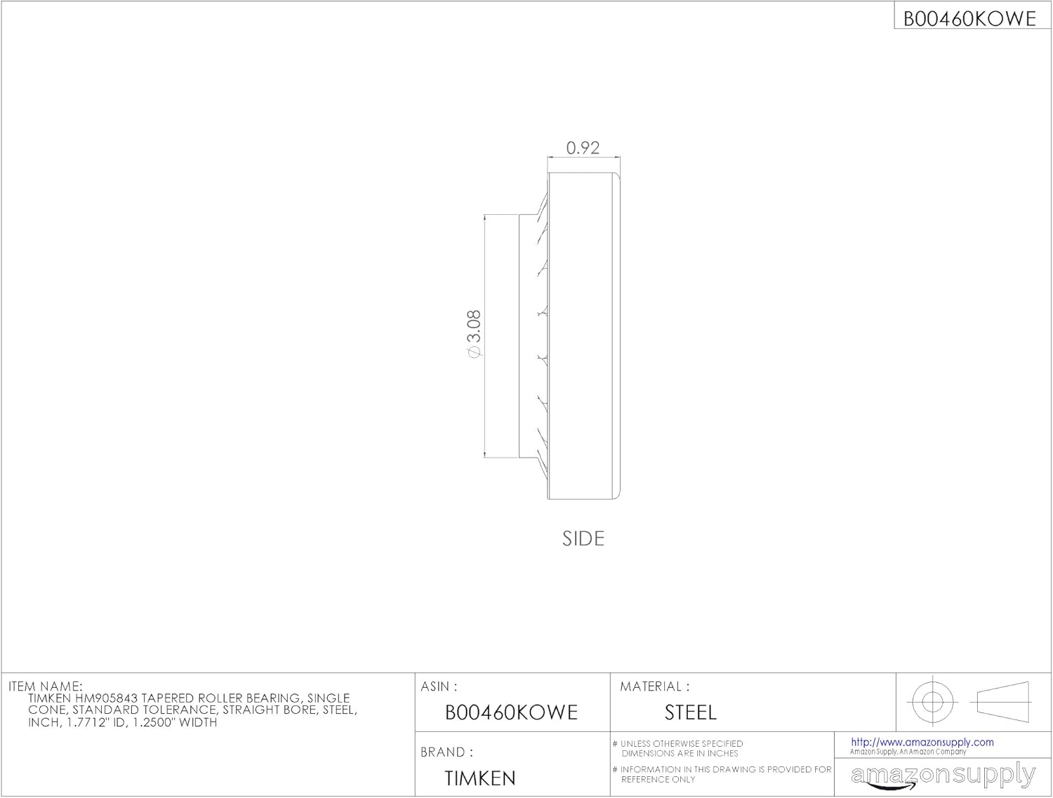 Timken Tapered Roller Bearing Cone - HM905843