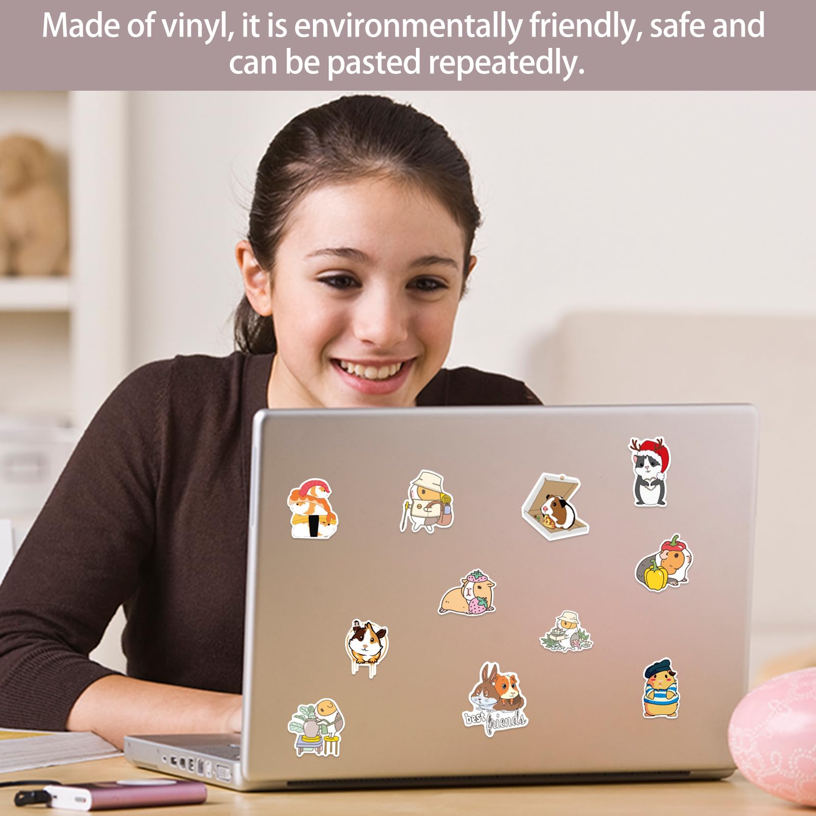 Set Di 50 Adesivi Per Porcellini D'India In Vinile - Impermeabili, Per Laptop, Valigie, Biciclette - Dimensioni 5-8 Cm