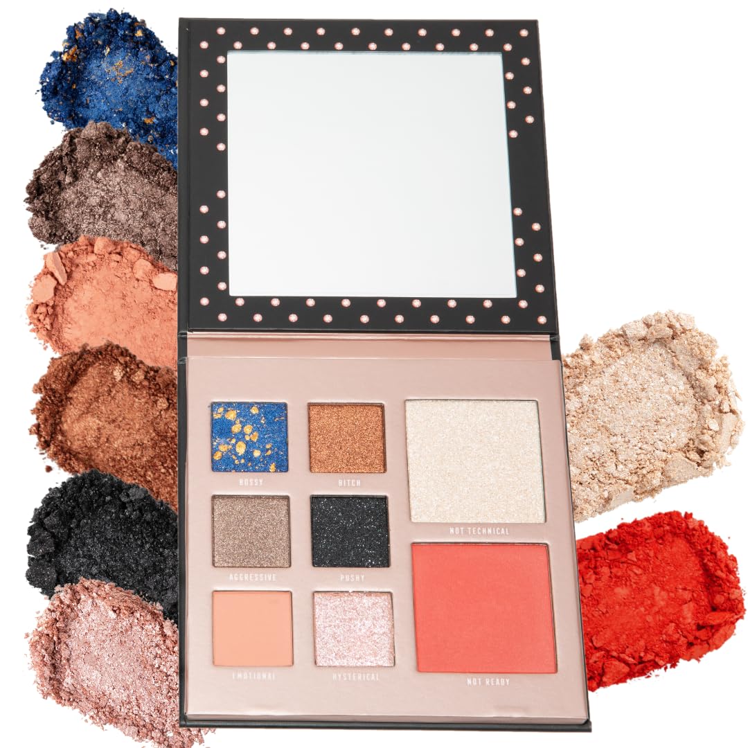 Bossy Cosmetics Power Woman Essentials Eyeshadow, Blush, and Highlighter Combo Palette | Vegan and Cruelty-Free (ELEGANCE MEETS STRENGTH)