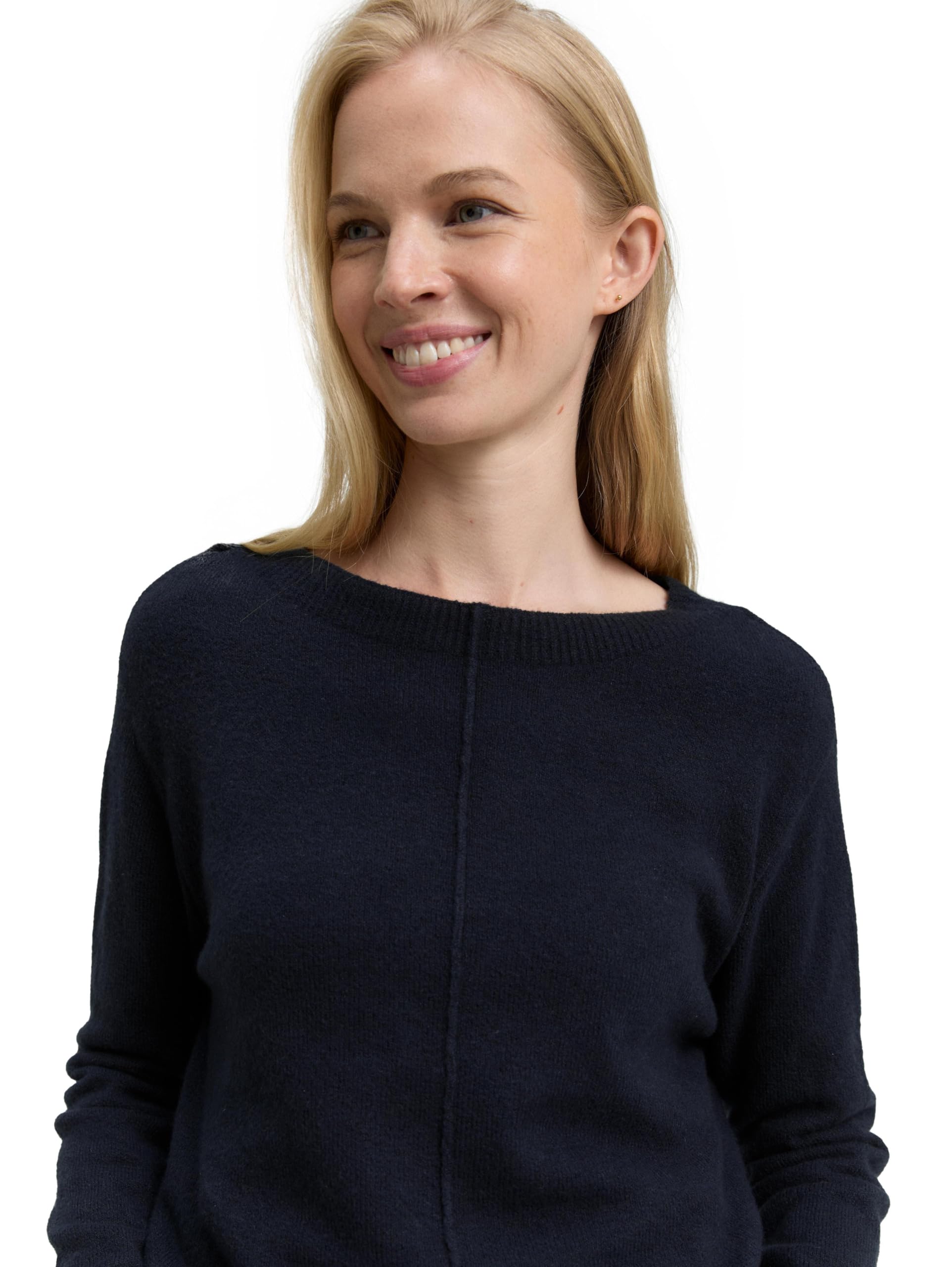 Tom Tailor Damen 1047673 Loose Fit Strickpullover mit U-Boot-Ausschnitt (1er Pack)