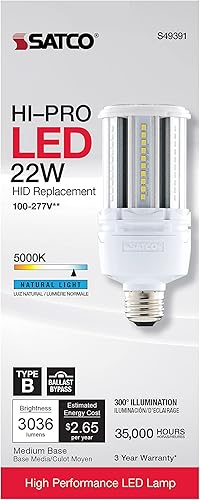 Miniatura 5 de Satco S49391-22 vatios HI Pro LED HID Bombilla de mazorca de maíz de repuesto - 5000K - Bypass de balasto tipo B - Economy Hi-Pro