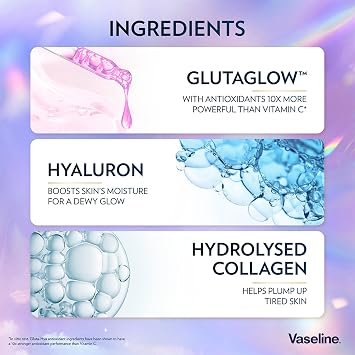 Vaseline Gluta-Hya Serum Burst Body Lotion Trio – Dewy Radiance, Flawless Glow & Overnight Repair 3x200ml with GlutaGlow & 10x Vitamin C Power for Radiant, Hydrated, Even-Toned Skin All Day & Night