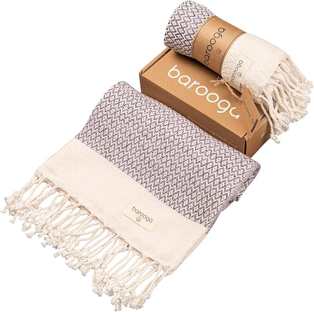 Turkish Hand Towel (Set of 2) for Kitchen and Bathroom | Diamond Weave, 100% Cotton, 18 X 38 inches | Prewashed Decorative Peshtemal Towel for Face, Hand, Hair, Yoga, Dishcloth, Tea Towel (Lilac)
