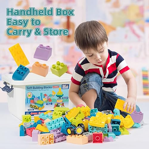 Miniatura 3 de KidEwan Bloques de construcción para niños pequeños, juguetes de bloques para bebés, juguetes STEM juegos de bloques apilables para bebés con caja