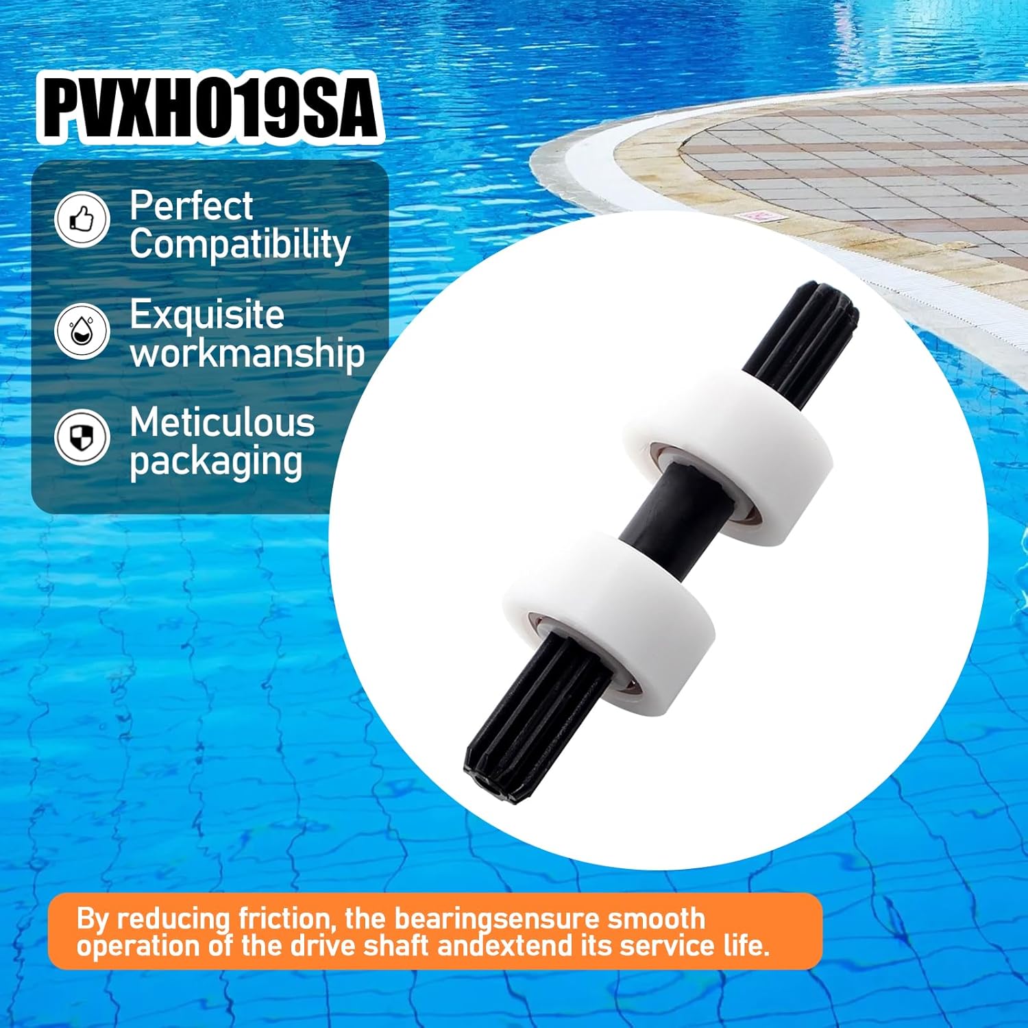 PVXH019SA Shaft Bearing Compatible with Hayward AquaNaut 200 400 250 450 Poolvergnuegen 2 and 4 Wheel Pool Cleaners, Replacement for Drive Gear Assembly