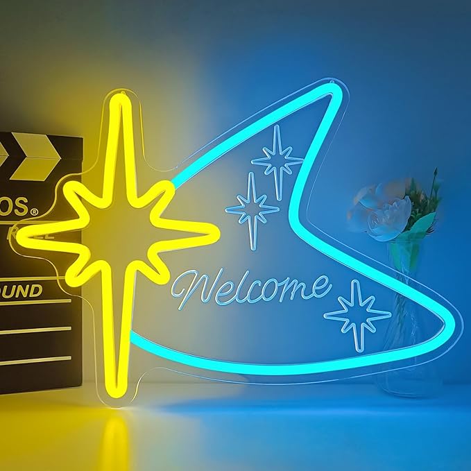 Mid Century Modern Neon Sign for Wall Decor Starburst Neon Light Dimmable Boomerang Led Signs Mid Century Welcome Light Up Sign for Home Business Vintage Style Wall Art