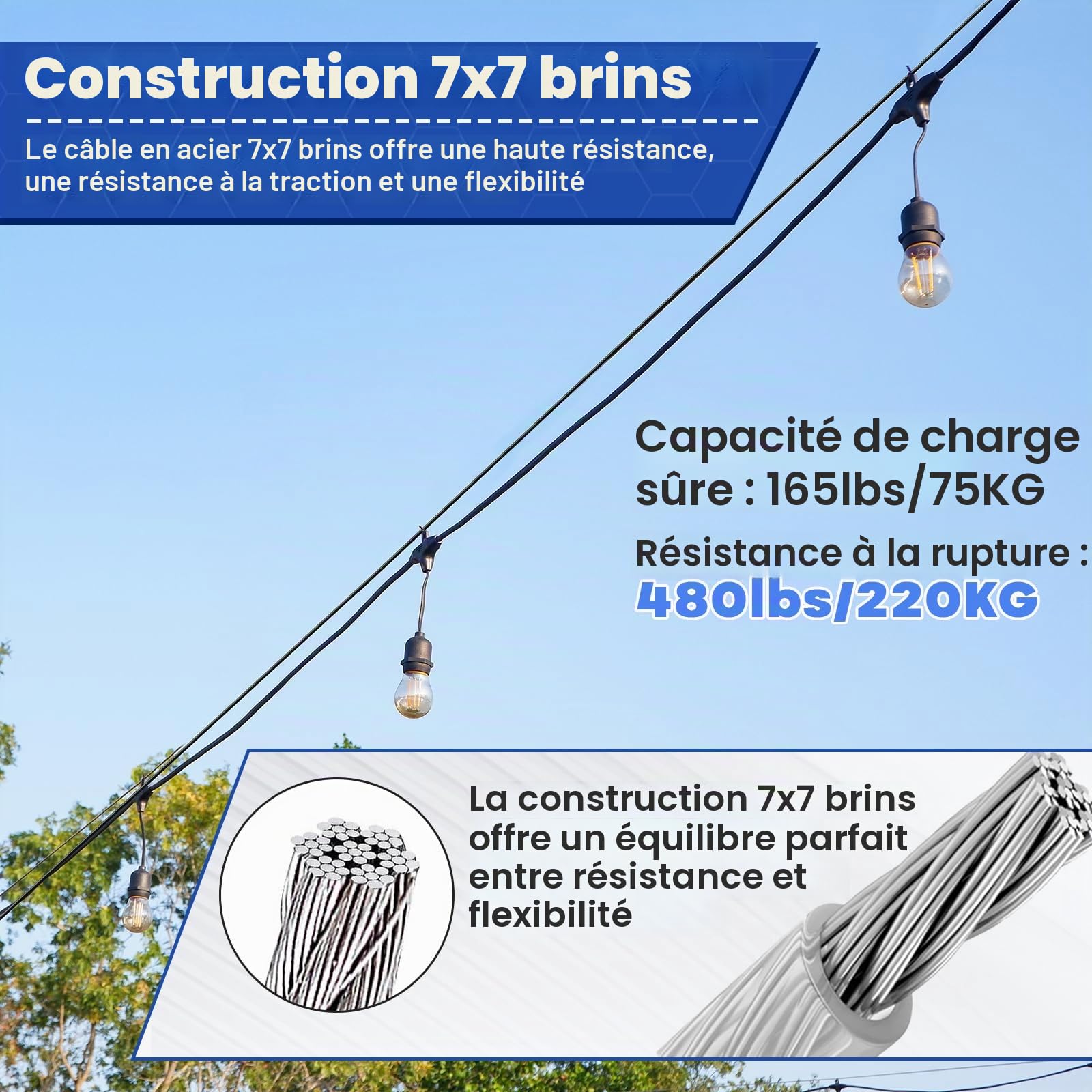 TooTaci Cable Acier 3mm /20M Câble en Acier Inoxydable Gaineavec Cosses M3 & Serre-Câbles,Kit de 3mm Câbles Métalliques Idéal pour Fil de Clôtur,Fil de Jardin pour Plantes Grimpantes,Suspension