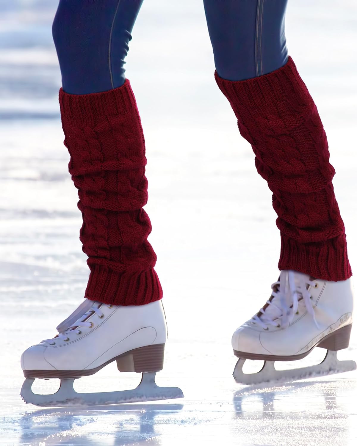 Chuarry 10 Pairs Skating Leg Warmer for Women Girls Knitted Long Figure Leg Warmers Ice Skating Socks Boot Socks Gift - Image 6