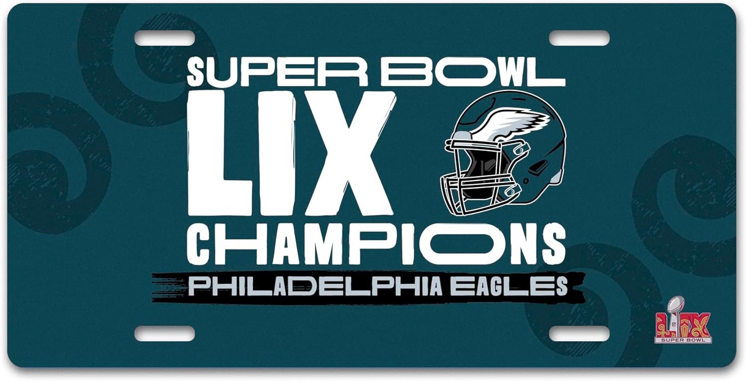FANMATS 46276 2024-25 Super Bowl LIX Champions - Philadelphia Eagles Metal License | Green | 12"x6" | Super Bowl LIX Champions Logo
