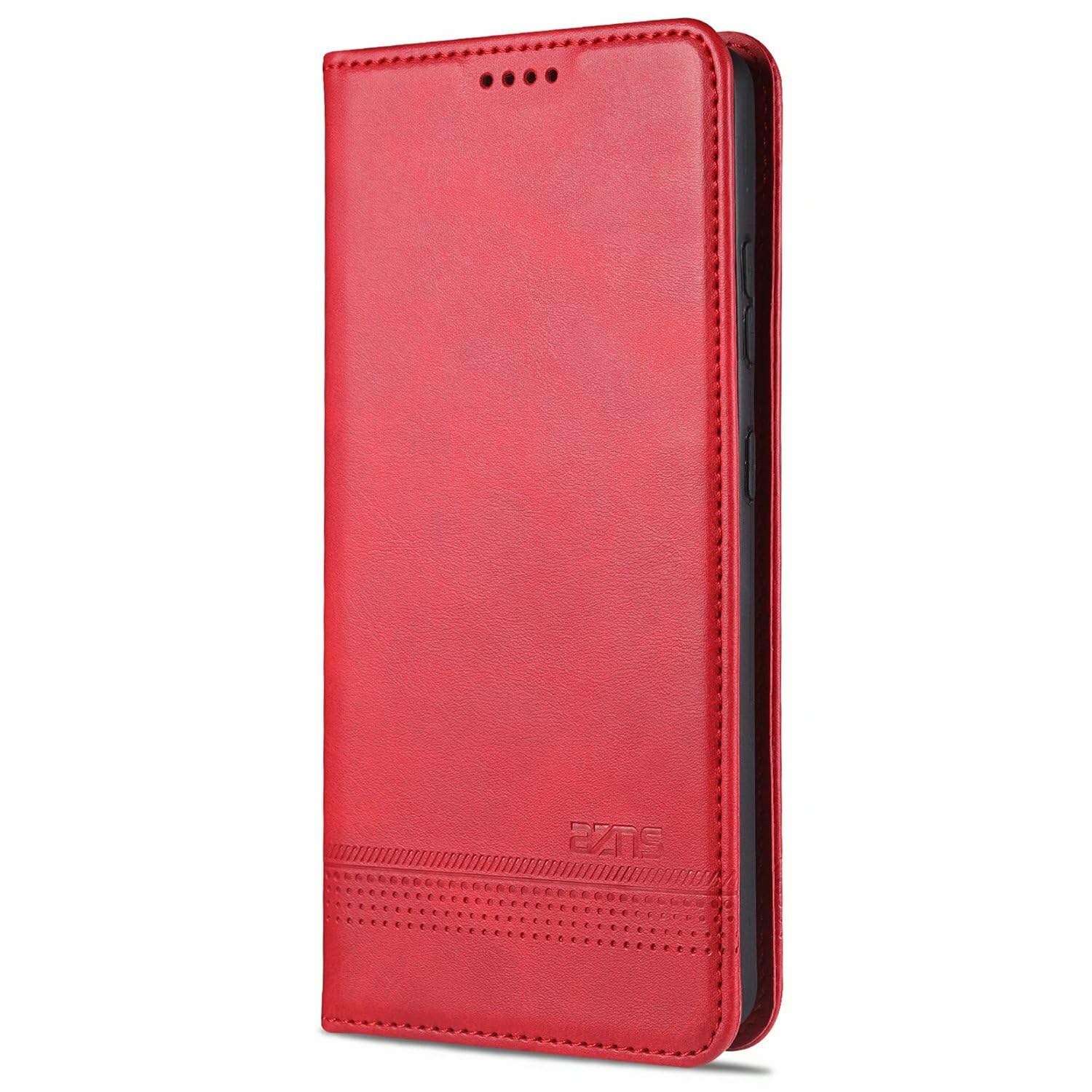 Generic Étui compatible avec iPhone Samsung Galaxy S20 Ultra (couleur : rouge) Étui élégant en cuir avec fermeture à rabat magnétique pour téléphone