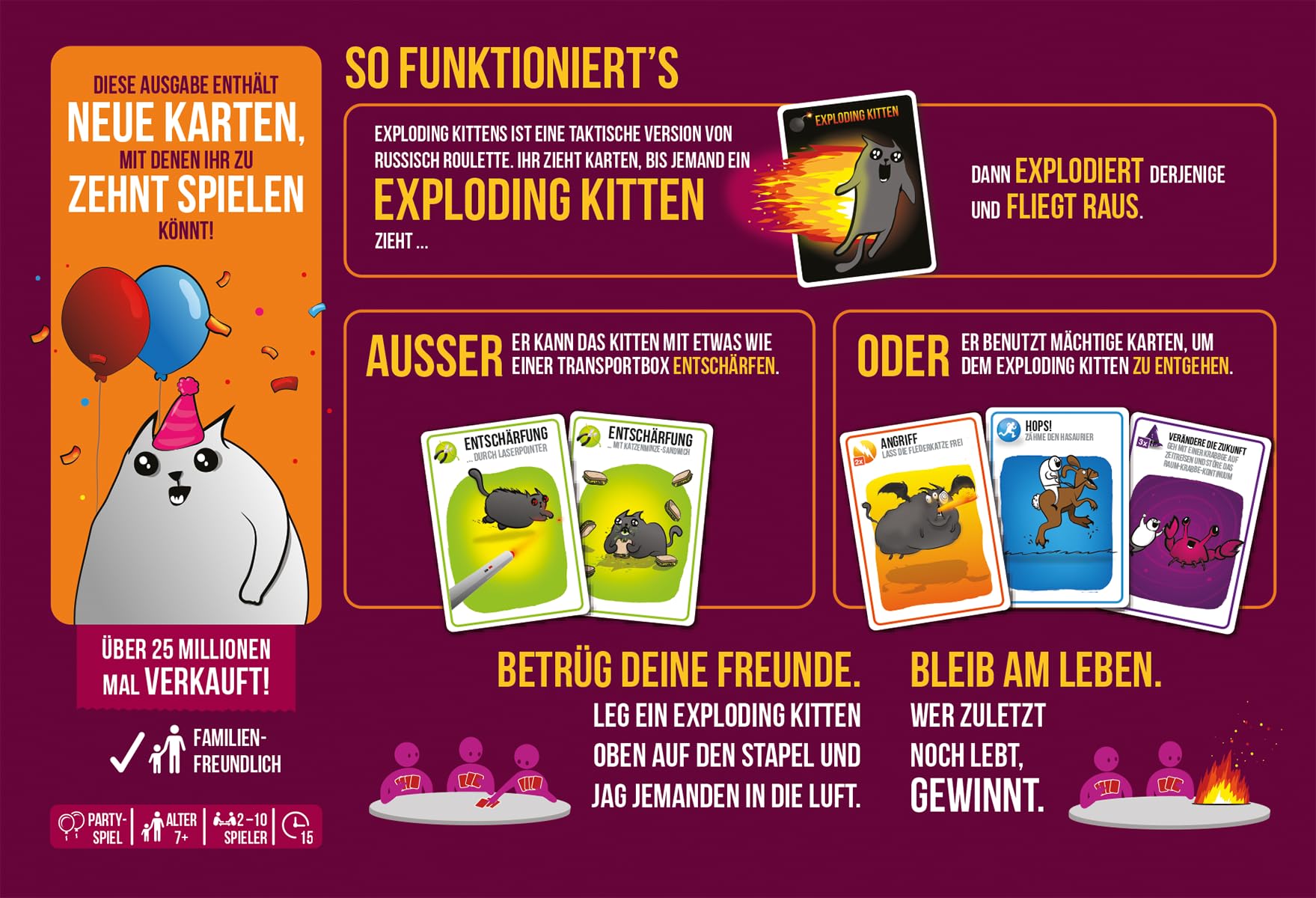 Exploding Kittens - Tabellone 3D: strategia, risate e caos