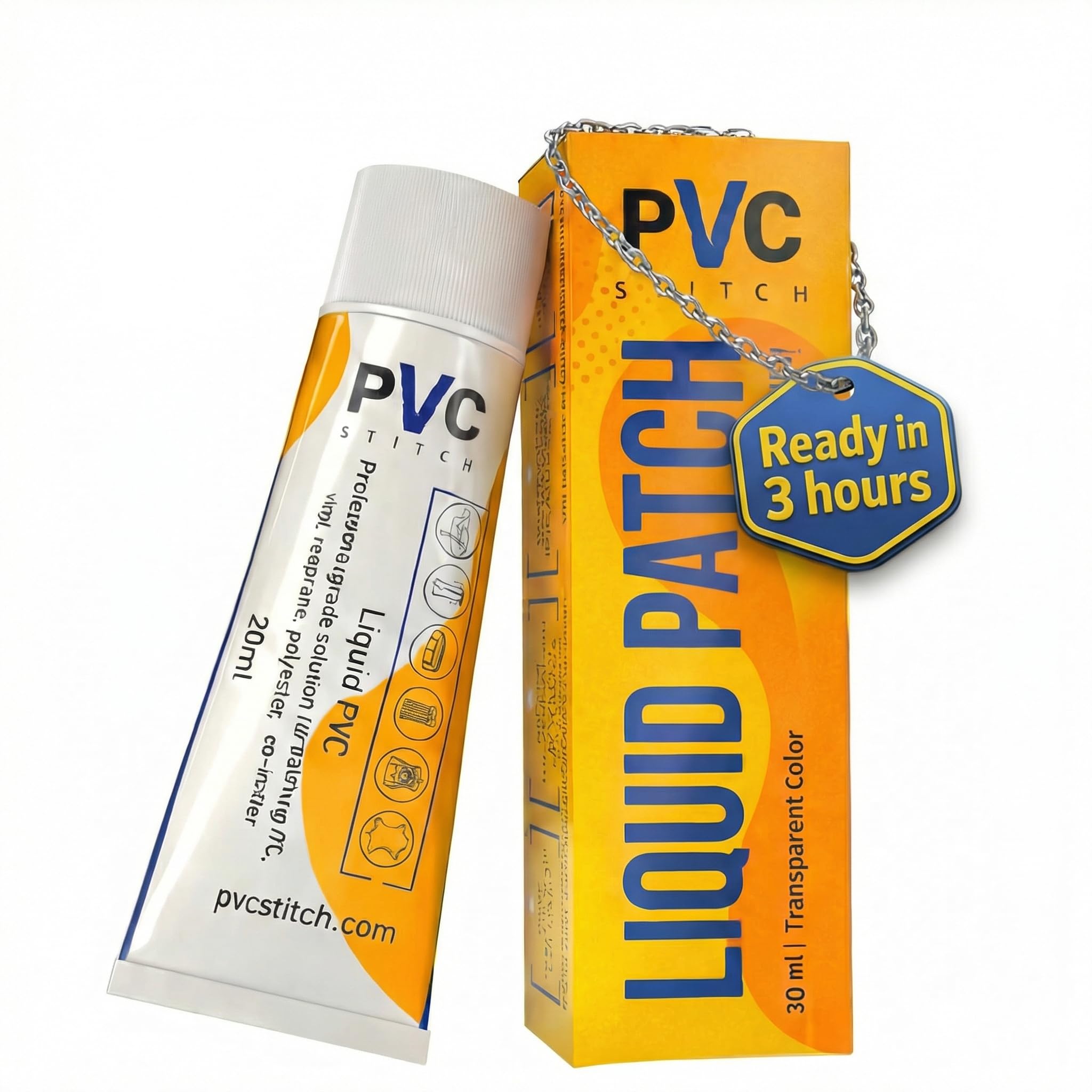 PVC Stitch Liquid Patch – Air Mattress Patch Kit Heavy Duty, Inflatable Patch Glue for PVC & PU, Inflatable Boats, Rafts, Kayaks, SUP, Hot Tubs, Waterbeds, Bounce Houses. Waterproof, 3-hr Cure, 20 ml