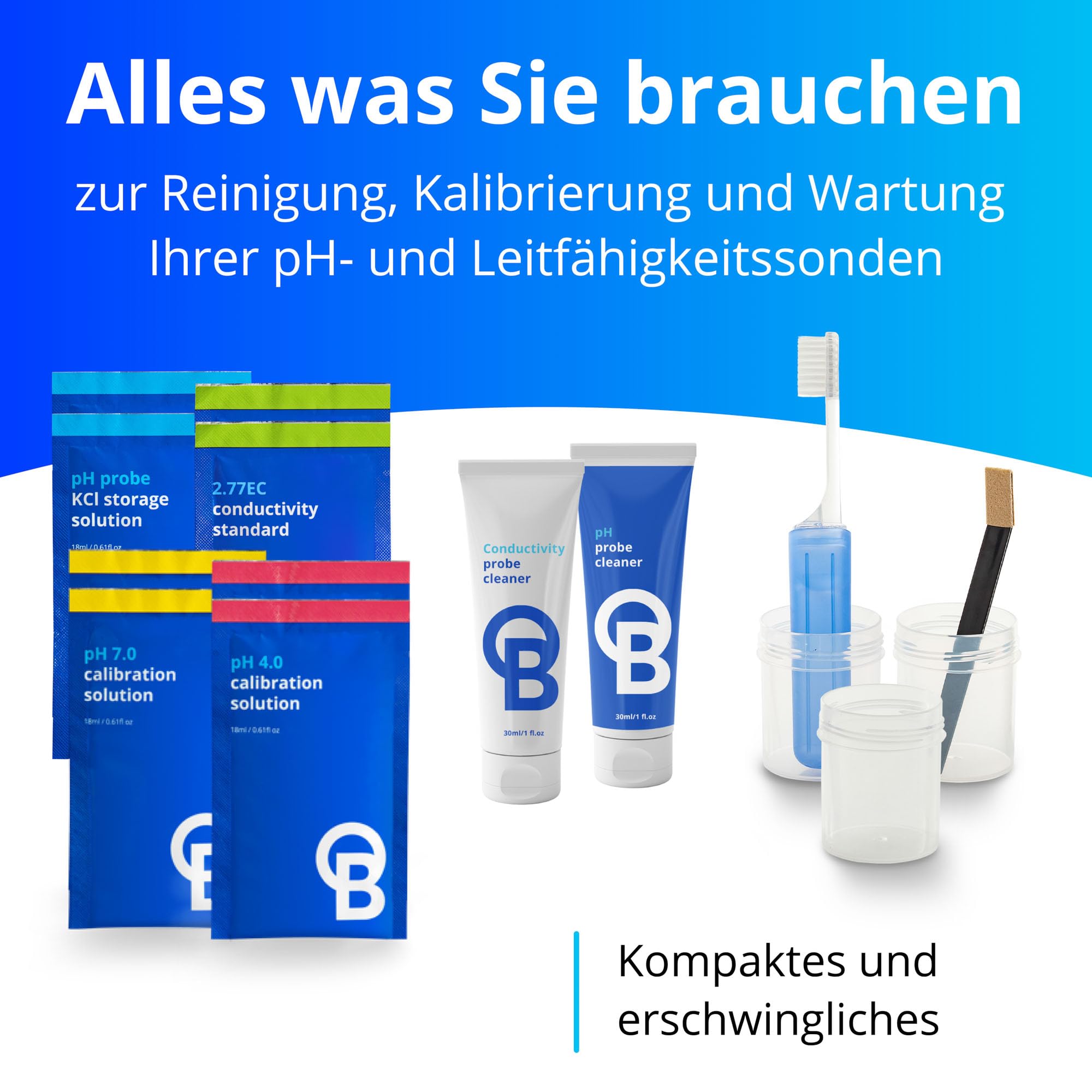 Bluelab CAREKITPHCON Probe Care Kit - pH und Leitfähigkeit (EC, TDS); Meter Reiniger Set mit Aufbewahrung & Kalibrierlösung zu Pflegen Ihre Bluelab Sonden & Stifte für Genau Garten Wasser Mess Geräte