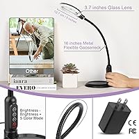 Vista 3 de Lupa 2 en 1 10X con luz y soporte, 5 modos de color, lámpara de abrazadera de aumento LED regulable continua, lupa iluminada de escritorio, manos