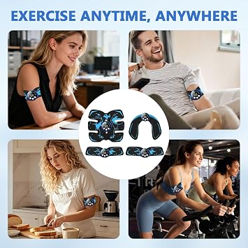 EMS Muscle Stimulator, Muscle Stimulator Machine for Men and Women with 8 Modes & 19 Intensities, 10 Gel, Training for the Abdomen and Arms