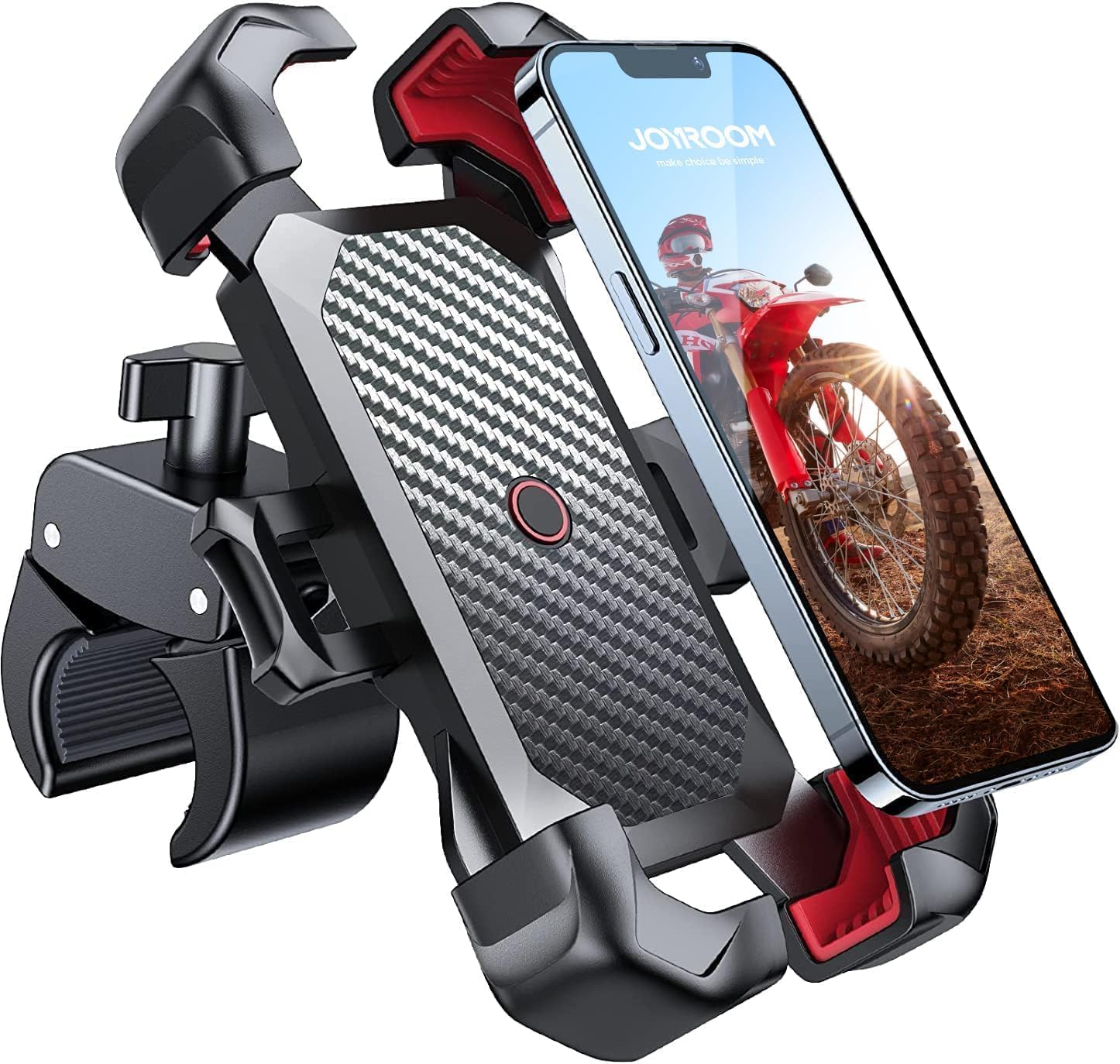 Bike Smartphone Holder JOYROOM 2024 Motorcycle Portable Phone Holder Vibration Absorption Bicycle Motorcycle Stand Mount Smartphone Holder Moped Fixed "One-Touch Auto Lock" Single-Handed Operation