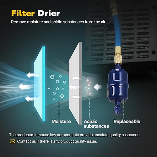 Miniatura 7 de VIVOHOME Bomba de vacío de HVAC de 2 etapas HP 9.6 CFM para sistemas R134a R12 R22 R502 R410a y VIVOHOME 34HP de un solo cilindro portátil HVAC