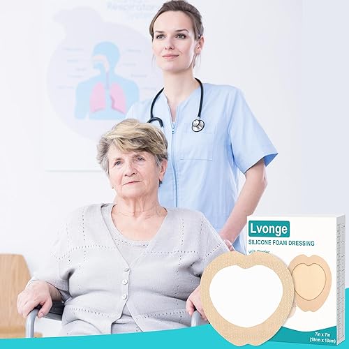 Miniatura 7 de Apósito de espuma de silicona Sacrum con borde suave, vendajes para heridas de sacro, apósito sacro transpirable e impermeable para úlceras por