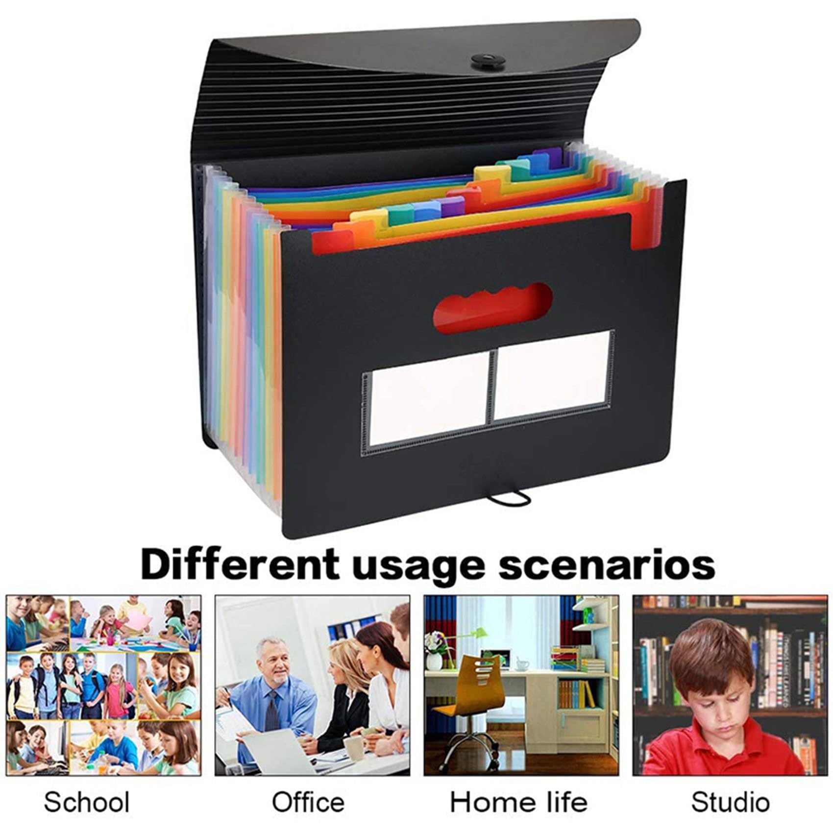 5X Cartella di File Espandibile Scatola di Archiviazione per Organizer per File 12 Tasche, Cartelle A4 per Banconote/Documenti/Ricevute A Fisarmonica con Linguette Colorate