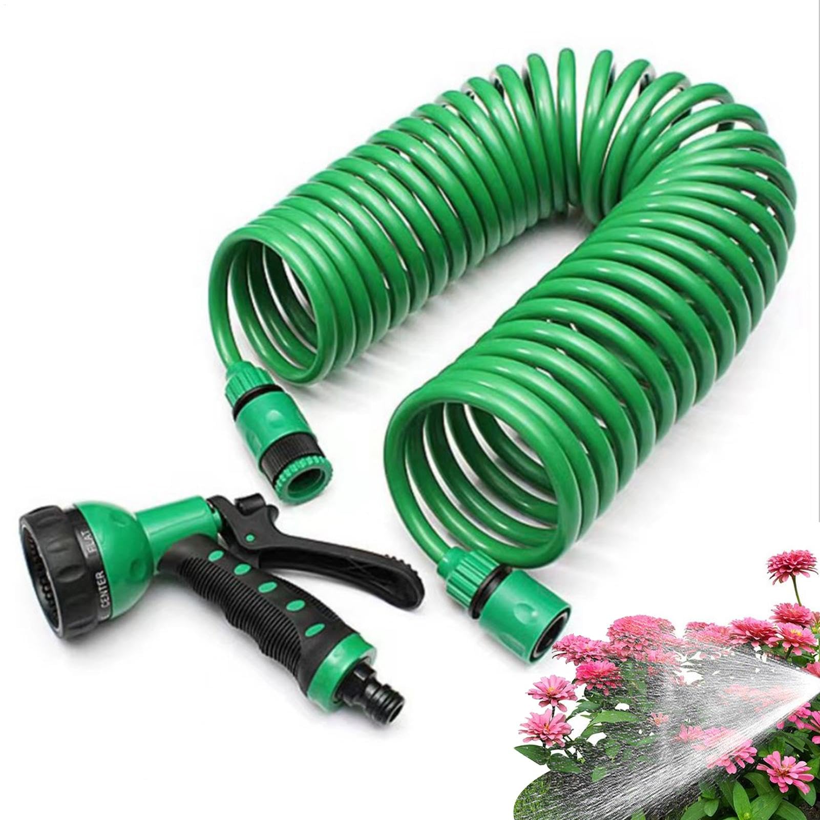 Manguera de jardín en - manguera de agua de retorno extensible, manguera de cabeza rociada | Manguera de riego ahorro de espacio para áreas al aire libre, para riego de jardín, lavado de